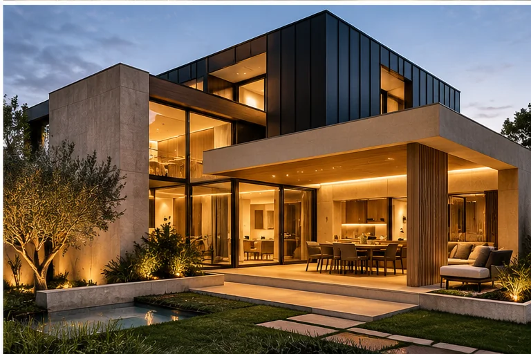 Idea conceptual de construcción en seco con diseño contemporáneo